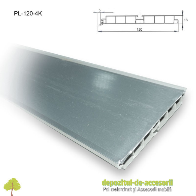 Plintă 120mm aluminiu periat, lungime 4m, Kapsan
