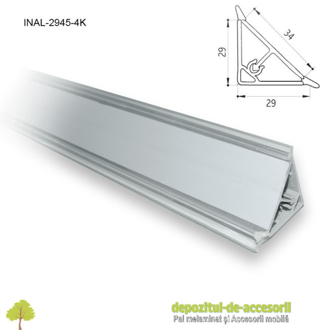 Inaltator blat de bucatarie, Aluminiu neted, 29mm, Kapstan