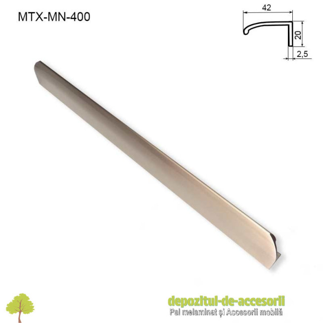 Maner mobilier MTX-MN-400, INOX 400mm sampanie