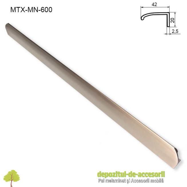 Mâner mobilier MTX-MN-600, INOX 600mm sampanie