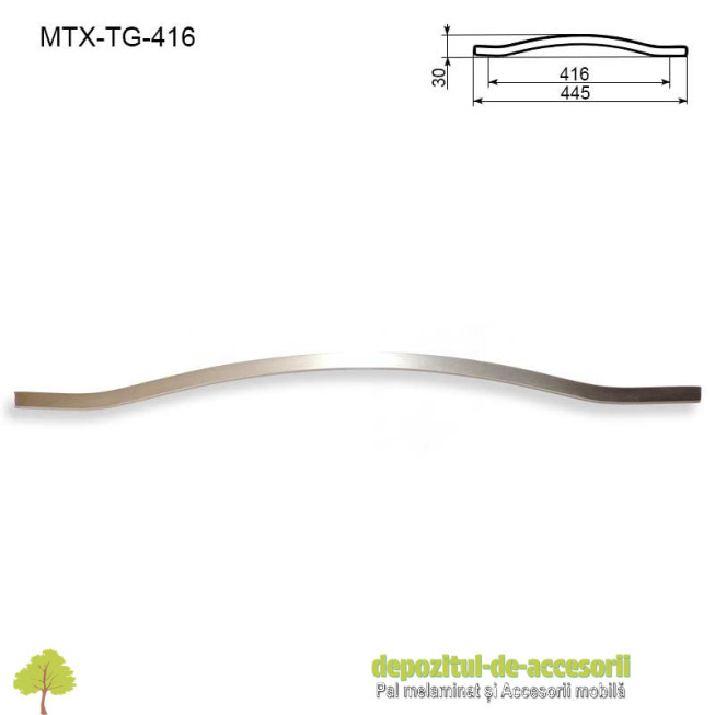 Maner mobilier MTX-TG-416, INOX 416mm, sampanie