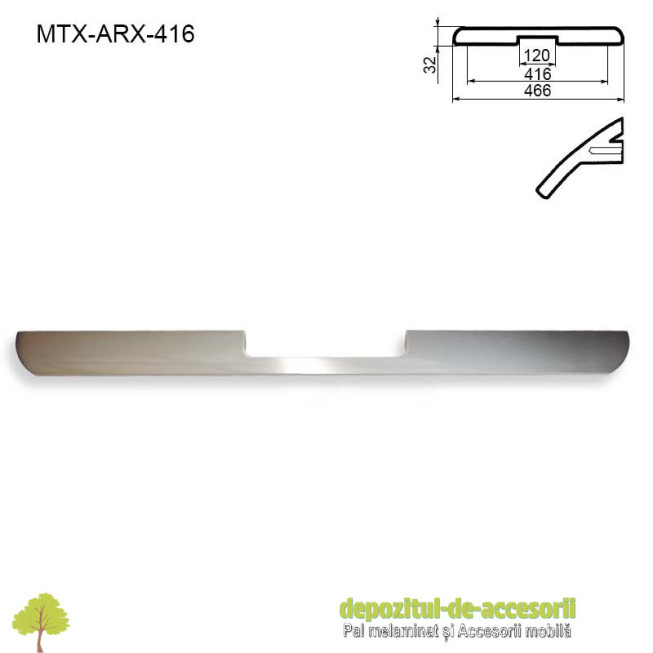 Maner mobilier MTX-ARX-416, INOX 416mm, sampanie