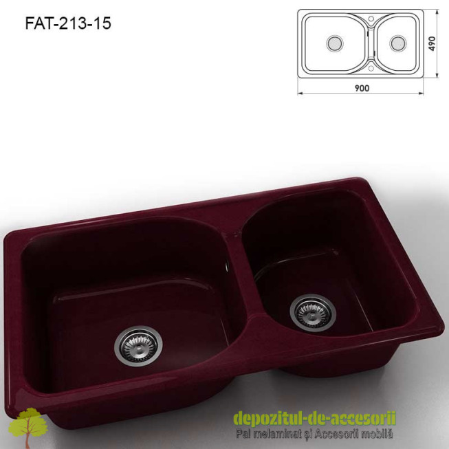 Chiuveta cu 2 cuve marmura compozita 213-15 Velvet 900x490mm