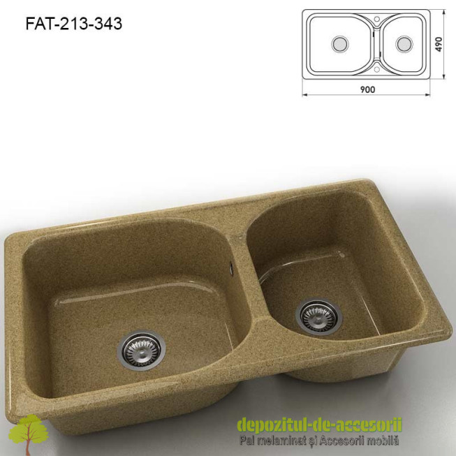 Chiuveta doua cuve Granixit compozit 213-343 White Frappe 900x490mm