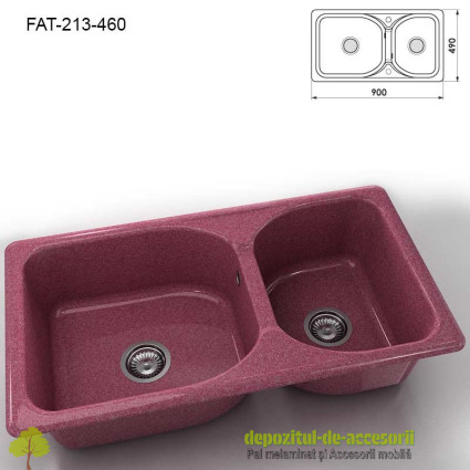 Chiuveta cu doua cuve Granixit compozit 213-460 Violet 900x490mm