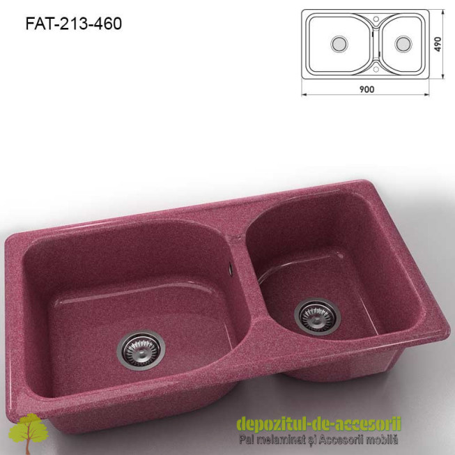 Chiuveta cu doua cuve Granixit compozit 213-460 Violet 900x490mm