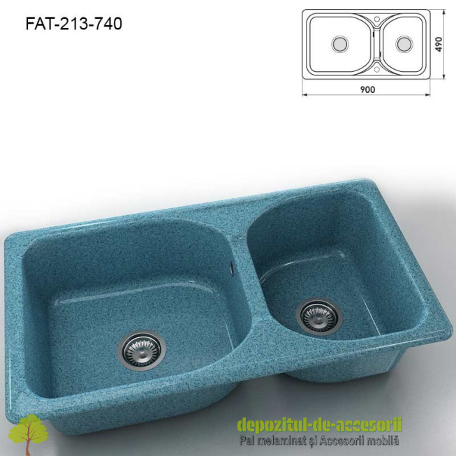 Chiuveta cu doua cuve Granixit compozit 213-740 Planetarium 900x490mm