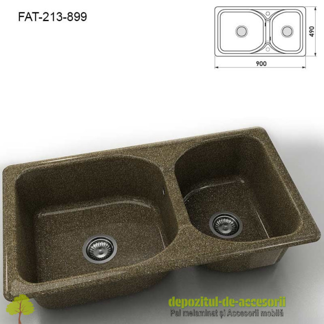 Chiuveta cu doua cuve Granixit compozit 213-899 Belogradchik Rocks 900x490mm