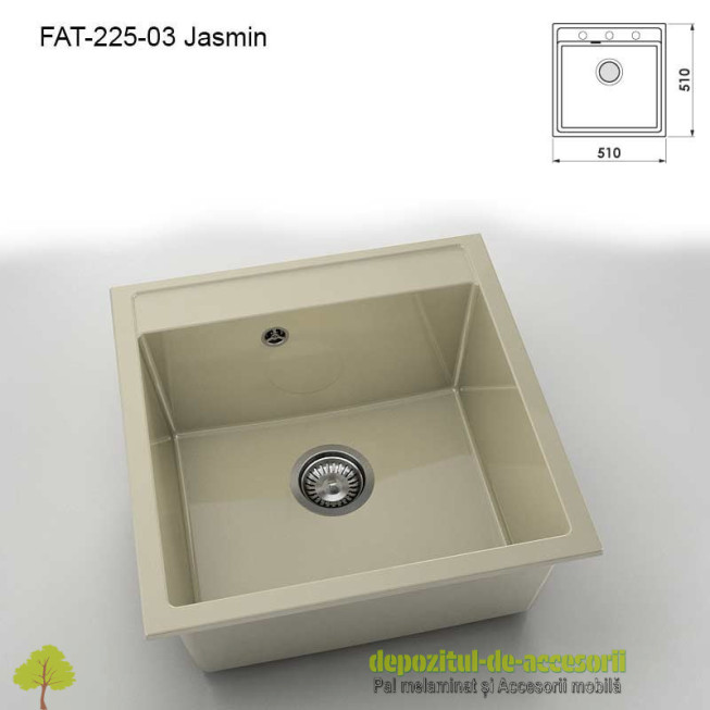 Chiuveta cu o cuva Marmura compozit 225-03 Jasmin 510x510mm