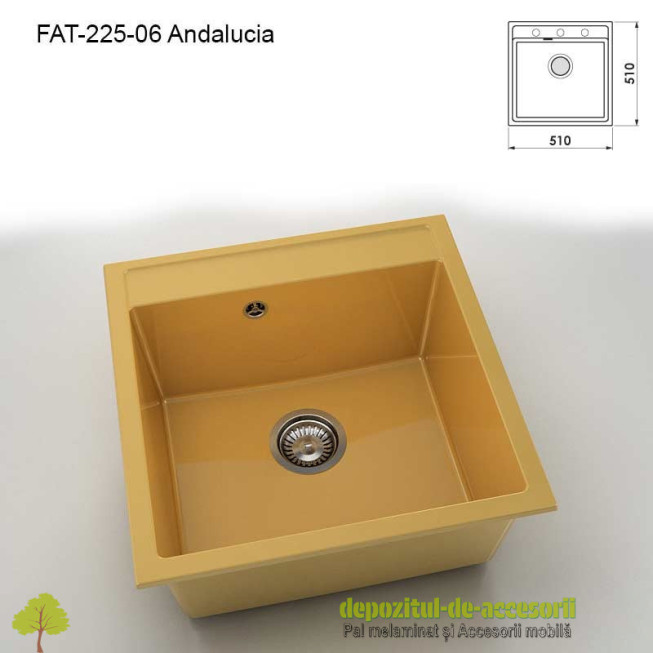 Chiuveta cu o cuva Marmura compozit 225-06 Andalucia 510x510mm