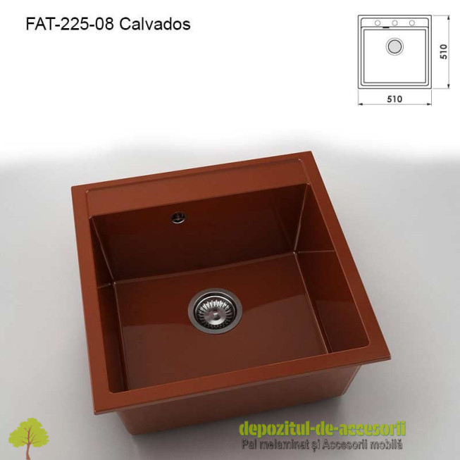 Chiuveta cu o cuva Marmura compozit 225-08 Calvados 510x510mm
