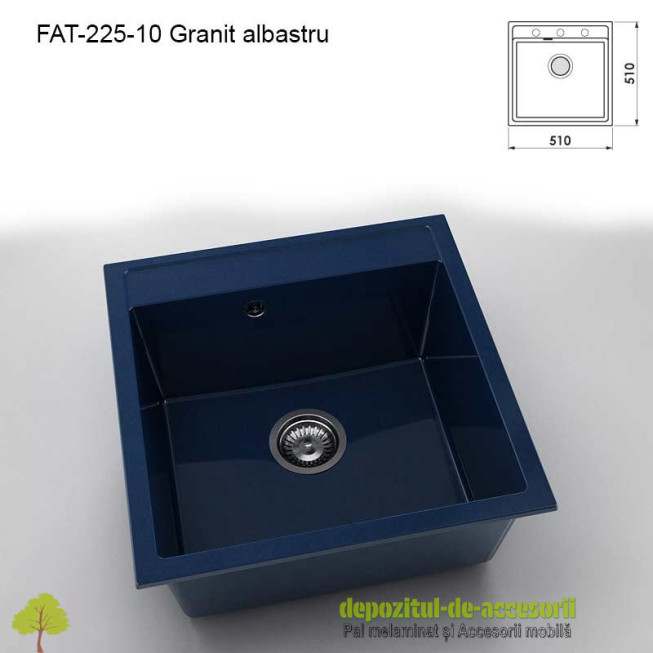 Chiuveta cu o cuva Marmura compozit 225-10 Granit albastru 510x510mm