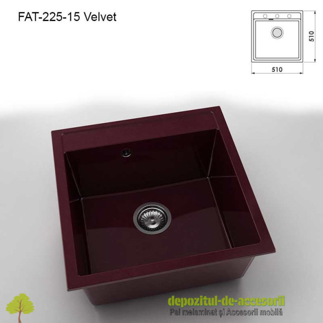Chiuveta cu o cuva Marmura compozit 225-15 Velvet 510x510mm
