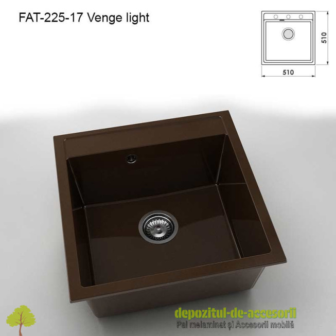 Chiuveta cu o cuva Marmura compozit 225-17 Venge light 510x510mm