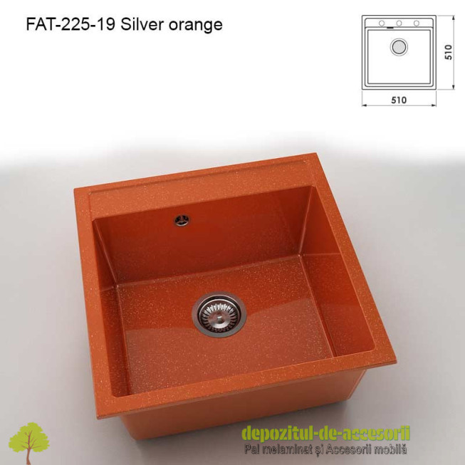 Chiuveta cu o cuva Marmura compozit 225-19 Silver orange 510x510mm