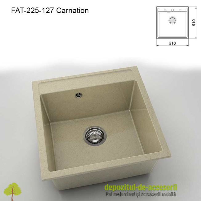 Chiuveta cu o cuva Granixit compozit 225-127 Carnation 510x510mm