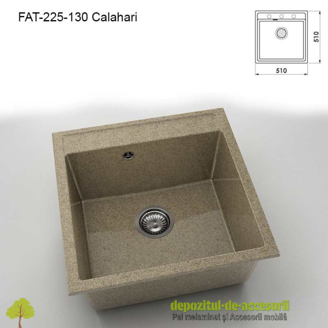Chiuveta cu o cuva Granixit compozit 225-130 Calahari 510x510mm