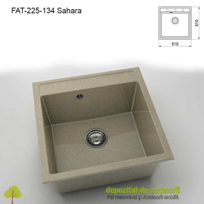 Chiuveta cu o cuva Granixit compozit 225-134 Sahara 510x510mm