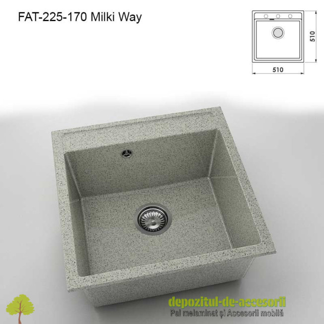 Chiuveta cu o cuva Granixit compozit 225-170 Milki Way 510x510mm