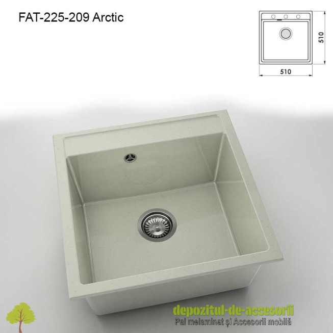 Chiuveta cu o cuva Granixit compozit 225-209 Arctic 510x510mm