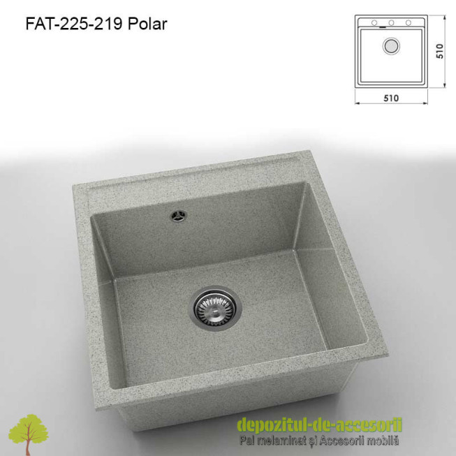 Chiuveta cu o cuva Granixit compozit 225-219 Polar 510x510mm