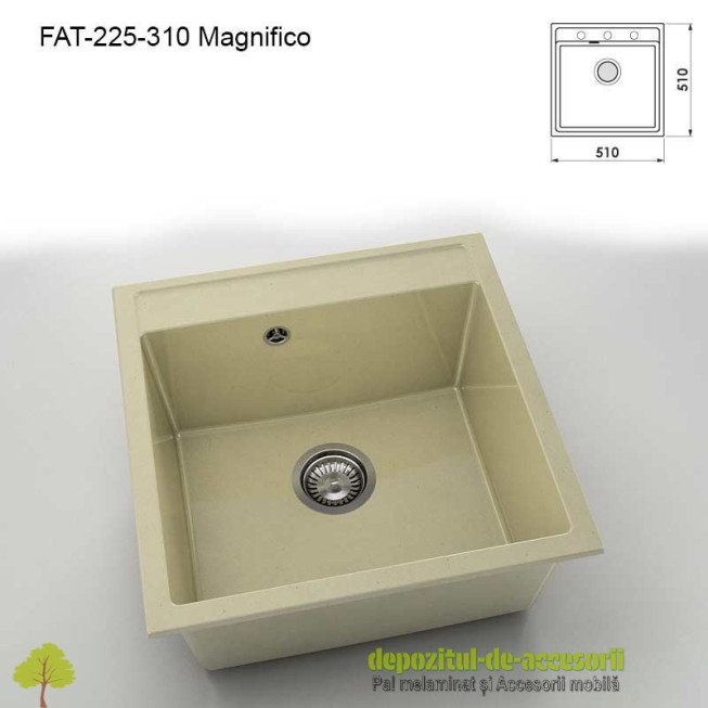 Chiuveta cu o cuva Granixit compozit 225-310 Magnifico 510x510mm