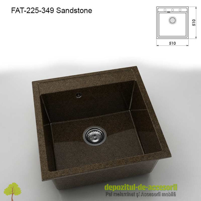 Chiuveta cu o cuva Granixit compozit 225-349 Sandstone 510x510mm