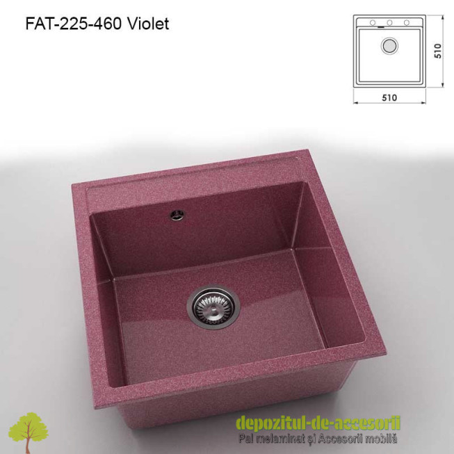 Chiuveta cu o cuva Granixit compozit 225-460 Violet 510x510mm