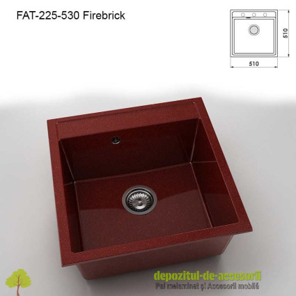 Chiuveta cu o cuva Granixit compozit 225-530 Firebrick 510x510mm