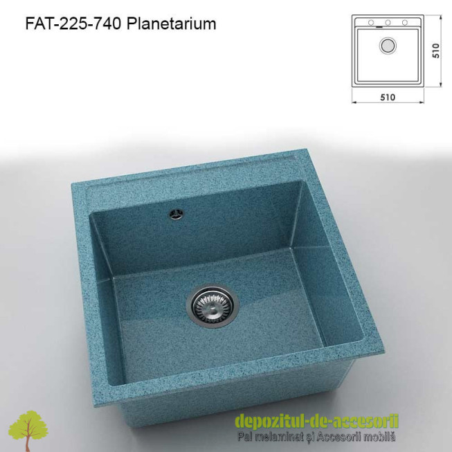 Chiuveta cu o cuva Granixit compozit 225-740 Planetarium 510x510mm