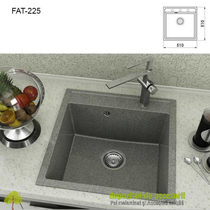 Chiuveta cu o cuva Granixit compozit 225-800 Peach Freeze 510x510mm