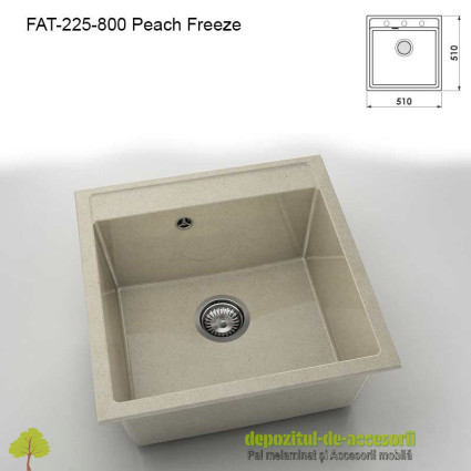 Chiuveta cu o cuva Granixit compozit 225-800 Peach Freeze 510x510mm