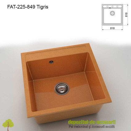 Chiuveta cu o cuva Granixit compozit 225-849 Tigris 510x510mm