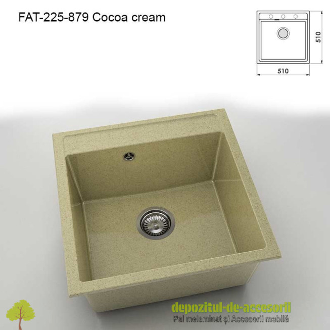 Chiuveta cu o cuva Granixit compozit 225-879 Cocoa cream 510x510mm