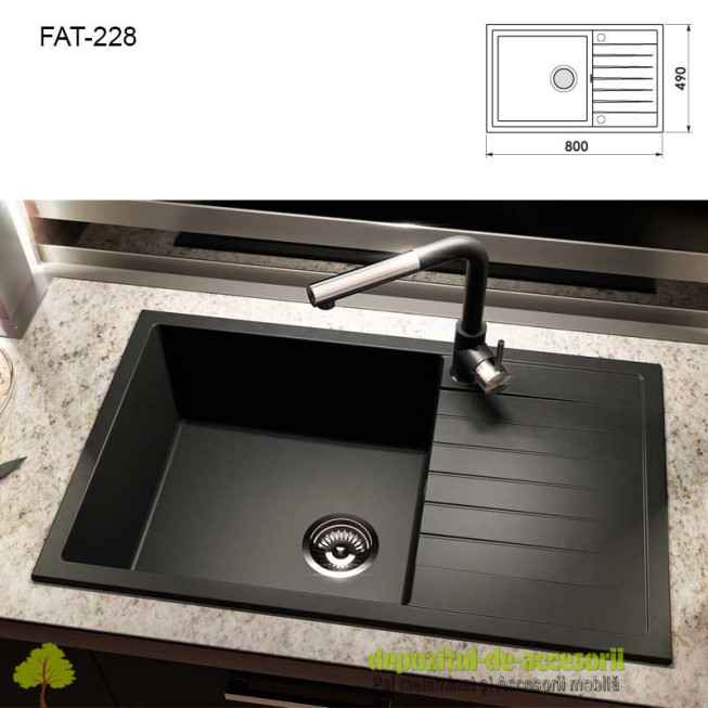 Chiuveta cu o cuva Marmura compozit 228-02 Granit polar 800x490mm