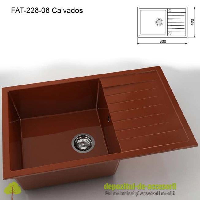 Chiuveta cu o cuva Marmura compozit 228-08 Calvados 800x490mm