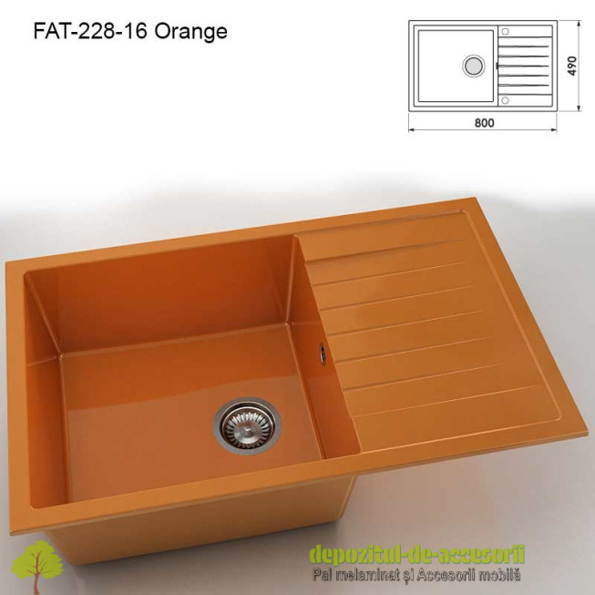 Chiuveta cu o cuva Marmura compozit 228-16 Orange 800x490mm