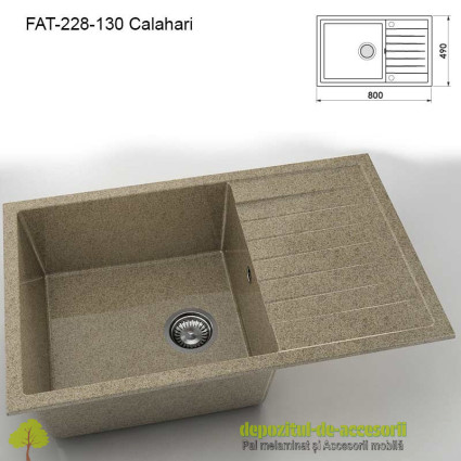 Chiuveta cu o cuva Granixit compozit 228-130 Calahari 800x490mm