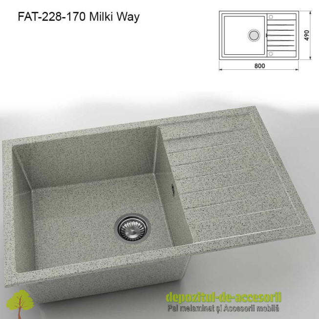 Chiuveta cu o cuva Granixit compozit 228-170 Milki Way 800x490mm