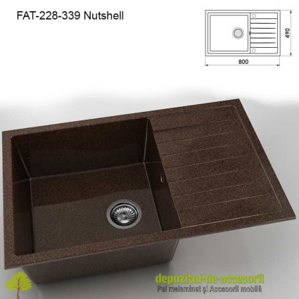 Chiuveta cu o cuva Granixit compozit 228-339 Nutshell 800x490mm