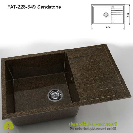 Chiuveta cu o cuva Granixit compozit 228-349 Sandstone 800x490mm