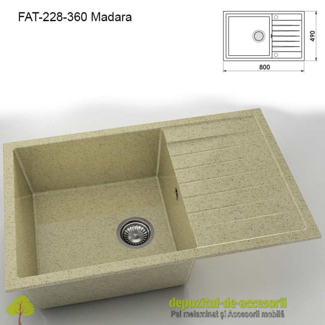 Chiuveta cu o cuva Granixit compozit 228-360 Madara 800x490mm