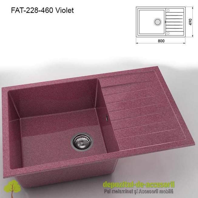 Chiuveta cu o cuva Granixit compozit 228-460 Violet 800x490mm