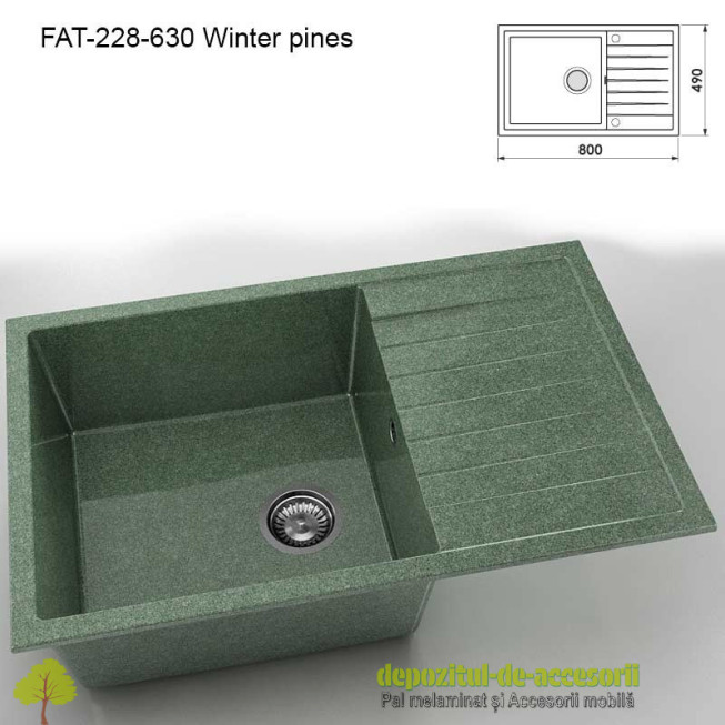 Chiuveta cu o cuva Granixit compozit 228-630 Winter pines 800x490mm