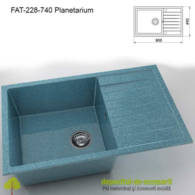 Chiuveta cu o cuva Granixit compozit 228-740 Planetarium 800x490mm