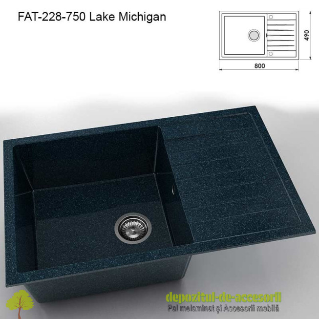 Chiuveta cu o cuva Granixit compozit 228-750 Lake Michigan 800x490mm