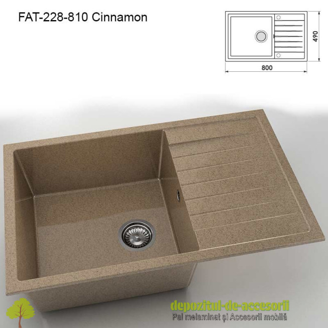 Chiuveta cu o cuva Granixit compozit 228-810 Cinnamon 800x490mm