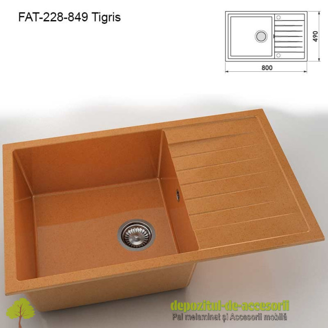 Chiuveta cu o cuva Granixit compozit 228-849 Tigris 800x490mm