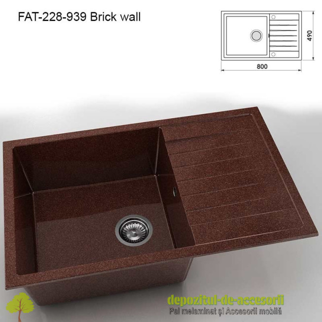 Chiuveta cu o cuva Granixit compozit 228-939 Brick wall 800x490mm