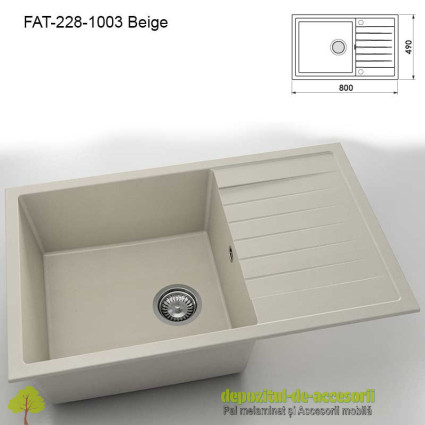 Chiuveta cu o cuva Granixit compozit 228-1003 Beige 800x490mm